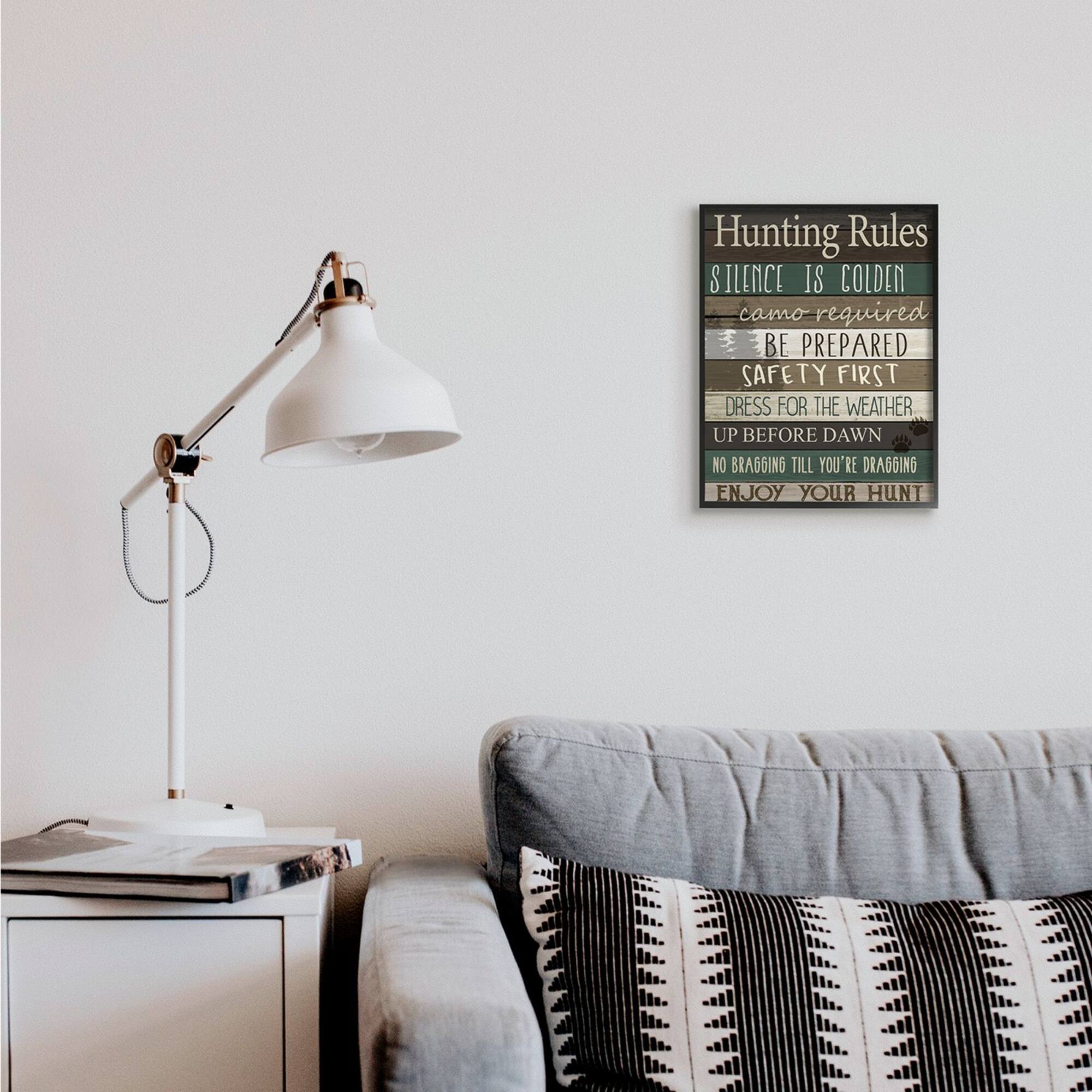 Stupell Industries Cabin Hunting Rules Rustic Charm Brown Green Framed Wall Art